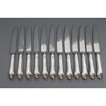 A SET OF TWELVE TABLE KNIVES, maker J.B. Chatterley, Sheffield 1971, with stainless blades (Est.