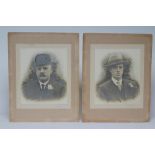 THOMAS J. HANSTOCK, c.1900, a pair of portrait photographs, highlighted and signed in pencil, 8" x
