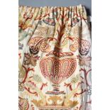 A PAIR OF TAPESTRY CURTAINS, modern, woven in colours in 16th century style with mythical birds,