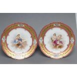 A PAIR OF FRENCH PORCELAIN CABINET PLATES, late 19th century, of lobed circular form, centrally