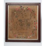 AN EARLY VICTORIAN WOOLWORK MAP OF ENGLAND AND WALES, 1840, worked by Mary Freeman, aged 14, in