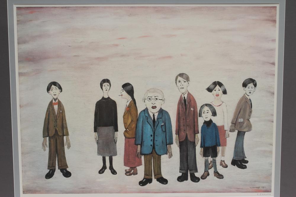 LAURENCE STEPHEN LOWRY (1887-1976) "His Family", lithograph, limited edition with blindstamp, signed - Image 2 of 4