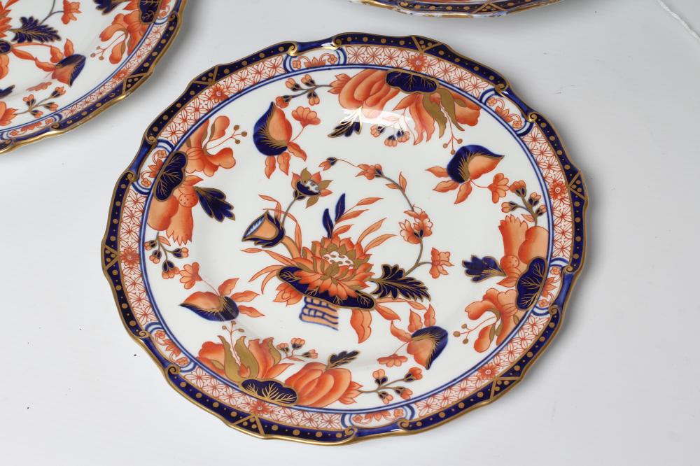 A ROYAL CROWN DERBY CHINA PART DESSERT SERVICE, early 20th century, of lobed circular form painted - Image 2 of 5