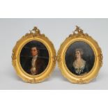 ENGLISH SCHOOL (18th century) Portraits of A Lady and A Gentleman, a pair of oval miniatures, oil on