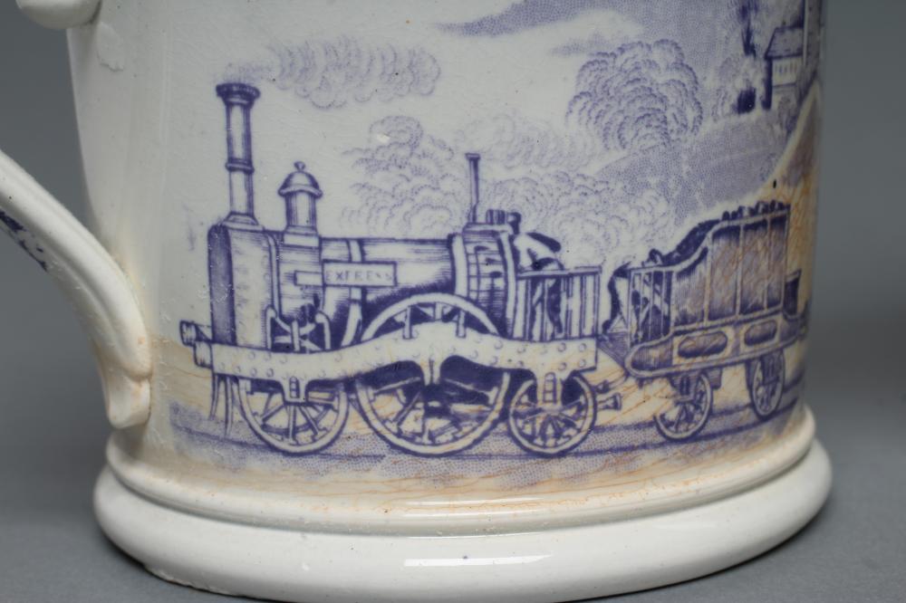 OF RAILWAY INTEREST - an Unwin, Mountfield & Taylor pottery mug, c.1860, of cylindrical form with - Image 2 of 5