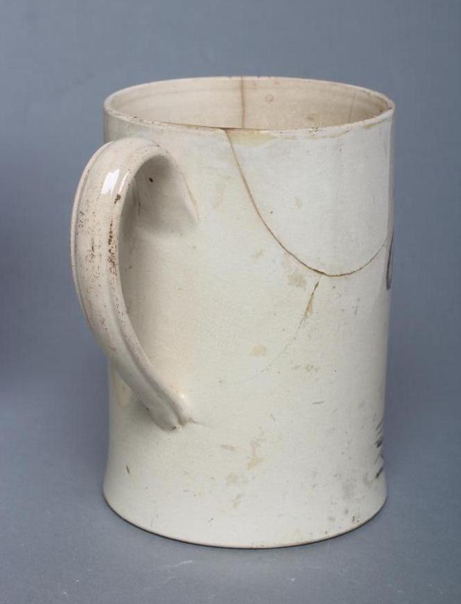 OF NAPOLEONIC INTEREST - a creamware mug, probably Leeds c.1810, printed in black with John Bull - Image 6 of 6