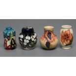 A COLLECTION OF THREE MINIATURE MOORCROFT POTTERY VASES, modern, comprising Nordic Houses, Coral