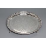 A VICTORIAN SALVER, maker W & H Stratford, Sheffield 1875, of plain circular form with cast and