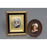 TWO AUSTRIAN PORCELAIN OVAL PLAQUES, late 19th century, each painted in sombre colours with the head