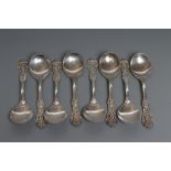 A SET OF EIGHT SOUP SPOONS, maker Reed & Barton, stamped Sterling, in Francis I pattern, 17ozs 9dwts