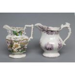 OF POLITICAL INTEREST - a Goodwin & Harris pottery bag jug, c.1840, printed in lilac with the