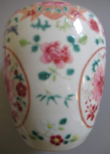 A CHINESE PORCELAIN FAMILLE ROSE JAR of ovoid form painted with roundels of peonies on a scattered - Image 6 of 13