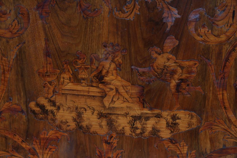 A DUTCH WALNUT AND FLORAL MARQUETRY SINGLE BEDSTEAD, 19th century, the arched wavy panelled head and - Image 3 of 5