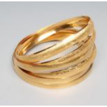 TWO SETS OF THREE "DOWRY" BANGLES, some with matt finish, various marked UF/UK/916/22 and 22