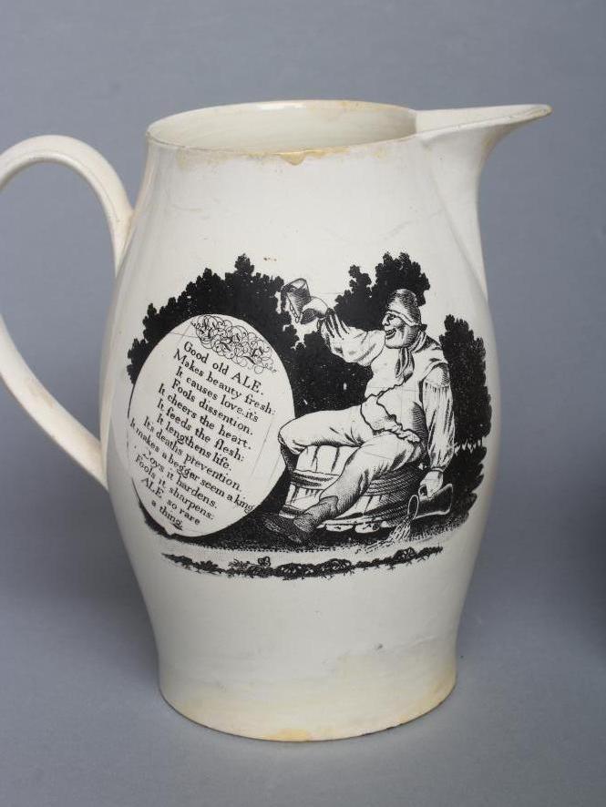 OF NAPOLEONIC INTEREST - a creamware mug, probably Leeds c.1810, printed in black with John Bull - Image 4 of 6