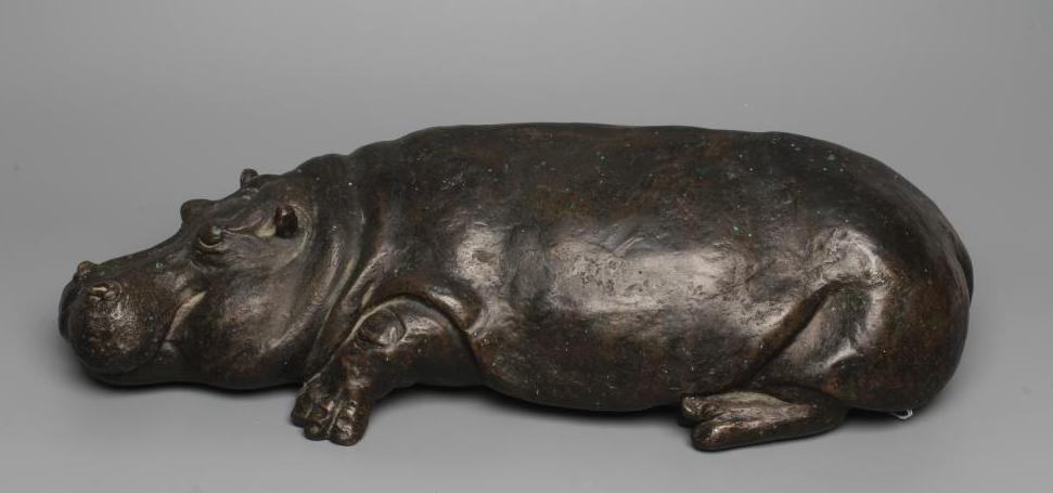 ROSALIE JOHNSON (b.1933) "Sleeping Hippo", cast bronzed metal, limited edition, signed and dated - Image 3 of 4