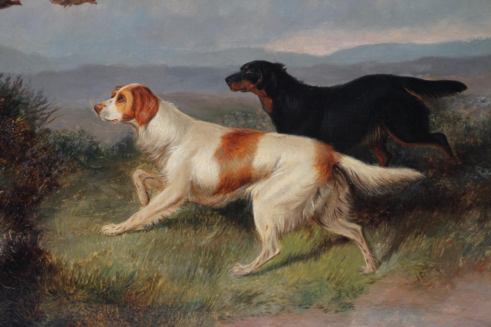 ATTRIBUTED TO COLIN GRAEME ROE (1855-1910) Retrievers Flushing Grouse, oil on canvas, unsigned,