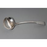 A GEORGE III SOUP LADLE, maker George Ferris, Exeter 1818, in Fiddle pattern, 4ozs (Est. plus 24%