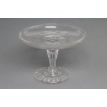 A VICTORIAN TAZZA, the circular plate with raised slice cut rim, the underside etched with