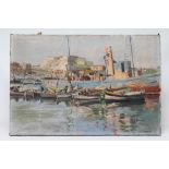 PHILIP NAVIASKY (1884-1983) Continental Harbour Scene, oil on canvas, signed, 20" x 30", unframed (