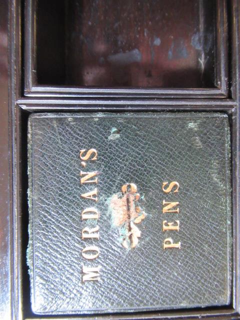 A VICTORIAN MAHOGANY AND BRASS BOUND LAP DESK, the lid inset with brass shield inscribed "Charles - Image 16 of 27