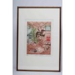 Y CHRIS ORR (b.1943) "Vulture's Christmas", coloured etching, limited edition 8/100, signed and