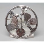 A GEORG JENSEN SILVER CIRCULAR BROOCH designed by Arno Malinowski, cast as a pair of butterflies,
