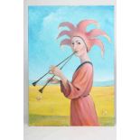 CLAUDIO GIULIANELLI (Italian b.1956) The Flute Player, oil on canvas, signed, 27 1/2" x 19 1/2",
