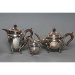 A SILVER PART TEA AND COFFEE SERVICE, maker Fattorini & Sons, Sheffield 1922, of octagonal conical