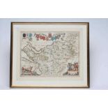 JOHANNES BLAEU (1650-1712) Cheshire, hand coloured engraved map, 1662 edition, with coats of arms