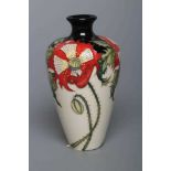 A MOORCROFT POTTERY VICTORIA CROSS PATTERN VASE, 2018, of flared cylindrical form with rounded