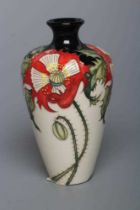 A MOORCROFT POTTERY VICTORIA CROSS PATTERN VASE, 2018, of flared cylindrical form with rounded