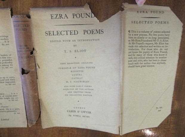 EZRA POUND, SELECTED POEMS, edited by T S Eliot, 1928, Faber and Gwyer, Very good in a fair, torn - Image 4 of 9