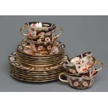 A ROYAL CROWN DERBY IMARI CHINA TEA SET for six place settings, 1917, decorated in pattern 2451,