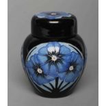 A MOORCROFT POTTERY VANDA PATTERN SMALL GINGER JAR AND COVER, 2014, of ovoid form, tubelined and