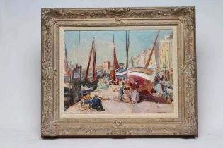 Y PHILIP NAVIASKY (1884-1983) French Harbour Scene, oil on board, signed, 15" x 18", gilt frame (