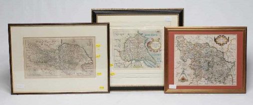 SAXON AND HOLE 16/17th CENTURY, YORKSHIRE WEST RIDING, hand coloured engraved map, 1610 edition,