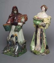 SIDNEY KEATS COPE - a pair of slip cast pottery figures in the style of Charles Vyse, modelled as