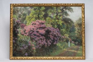 FREDERICK (FRED) STEAD ARCA (1863-1940) The Rhododrendon Walk, pastel, signed, 22" x 29 1/2", gilt