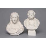 A VICTORIAN ROBINSON AND LEADBEATER PARIAN BUST of William Makepeace Thackery, titled on the