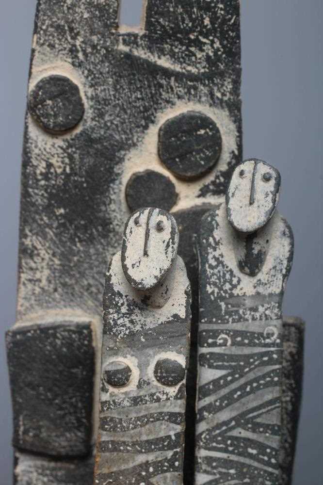 Y JOHN MALTBY (1936-2000) - a matt grey stoneware sculpture of two figures standing before a cut - Image 4 of 16