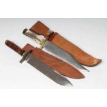TWO 20TH CENTURY BOWIE KNIVES comprising a J. Howill & Sons knife with 9 7/8" blade and antler