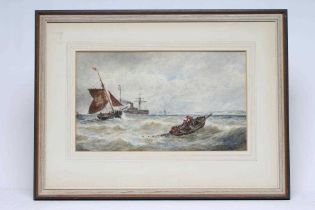 THOMAS BUSH HARDY (1842-1897) Busy Shipping Scene, watercolour and pencil heightened with white,