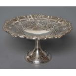 A LATE VICTORIAN SILVER PEDESTAL DISH, maker's mark A.C., Birmingham 1900, the dished bowl with