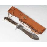 A PUMA 6375 WHITE HUNTER KNIFE, 27282, with 6 " heavy blade, two piece antler grips and leather