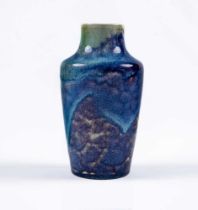 A RUSKIN POTTERY VASE, 1912, of flared cylindrical form with sloping shoulders and cylindrical neck,