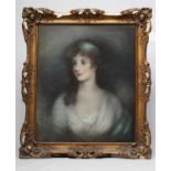 ENGLISH SCHOOL (18th century) Portrait of a Lady Wearing a Blue Hair Ribbon, head and shoulders,