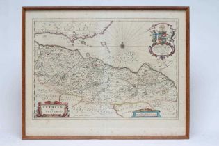 JOHANNES & CORNELIUS BLAEU (16/17th century) "Lothian and Linlitquo", hand coloured map with