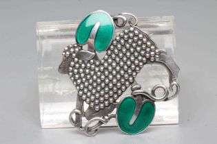 A GEORG JENSEN SILVER BROOCH designed by Arno Malinowski, cast as a lamb with beaded fleece and