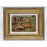 MARK WILLIAM FISHER (1841-1923) Cattle Resting in a Meadow, oil on board, signed, RSW Gallery London